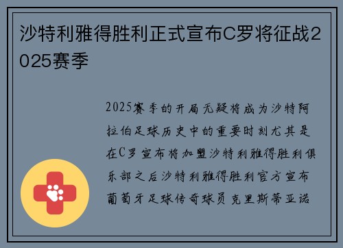 沙特利雅得胜利正式宣布C罗将征战2025赛季